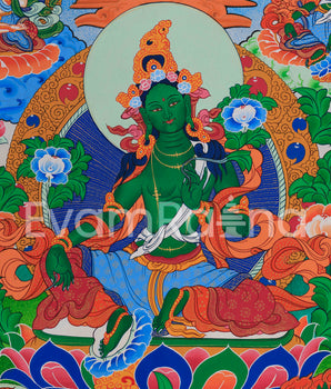 Tibetan Mother Green Tara Thangka | Bodhisattvas Deities