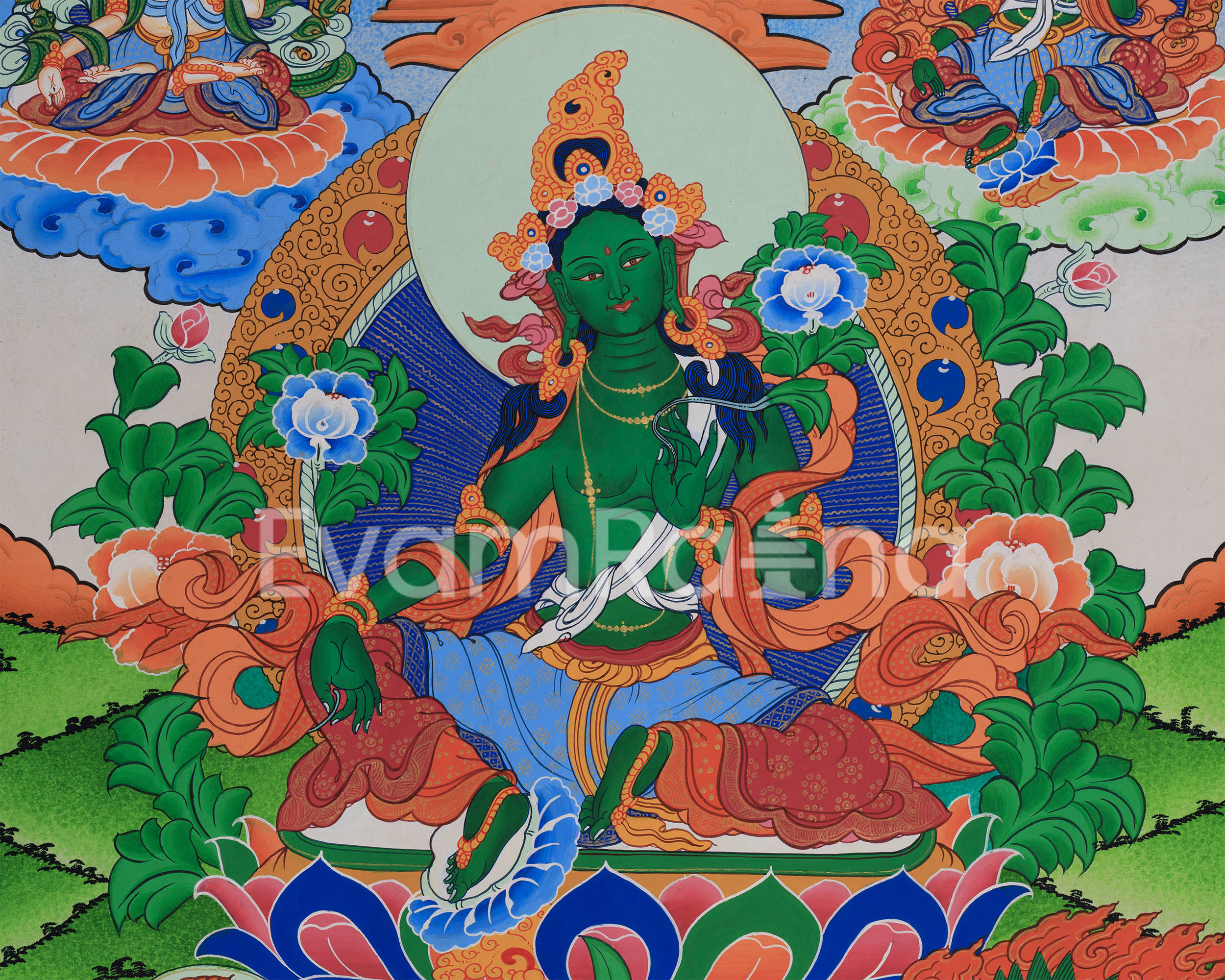 Tibetan Mother Green Tara Thangka | Bodhisattvas Deities