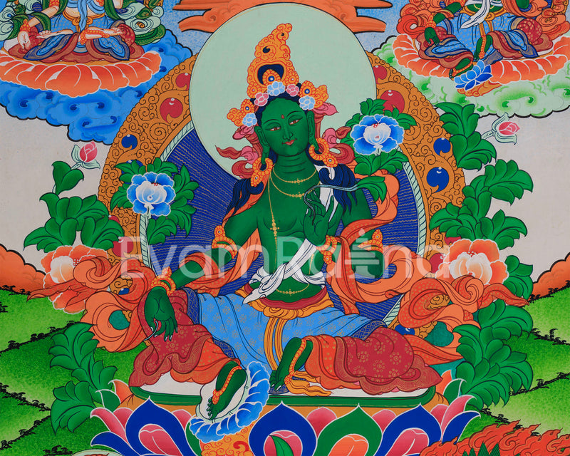 Tibetan Mother Green Tara Thangka | Bodhisattvas Deities