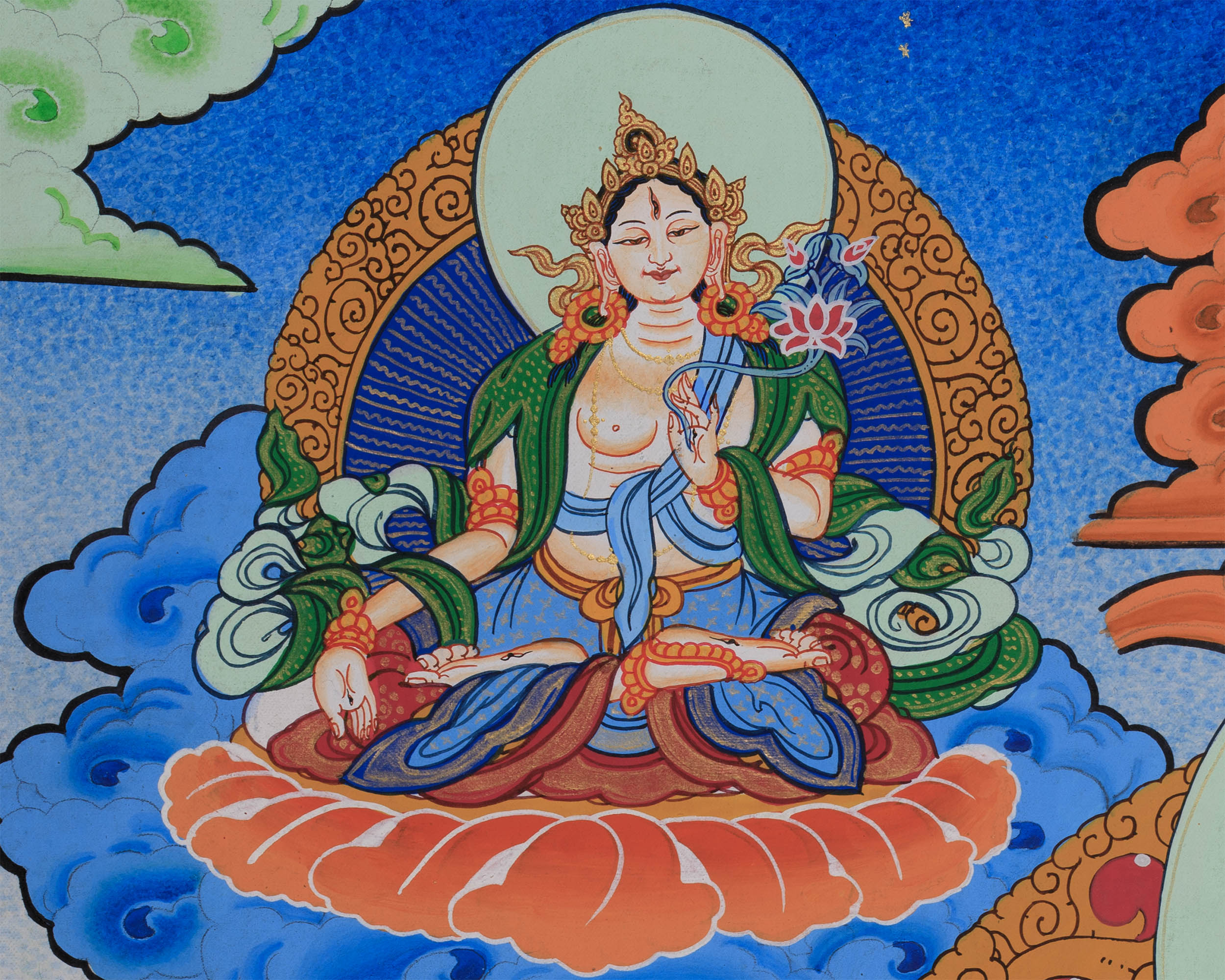 Tibetan Mother Green Tara Thangka | Bodhisattvas Deities