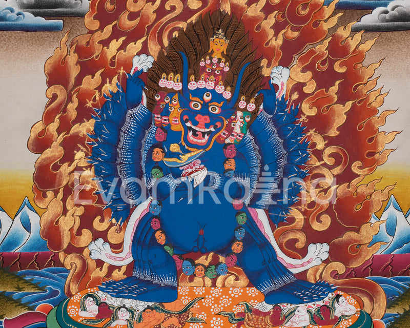 Yamantaka Yidam Thangka Painting Art | Vajrabhairava Heruka Canvas Art