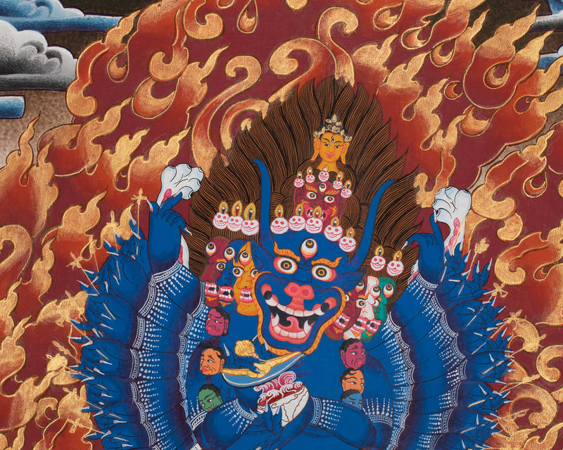 Yamantaka Yidam Thangka Painting Art | Vajrabhairava Heruka Canvas Art