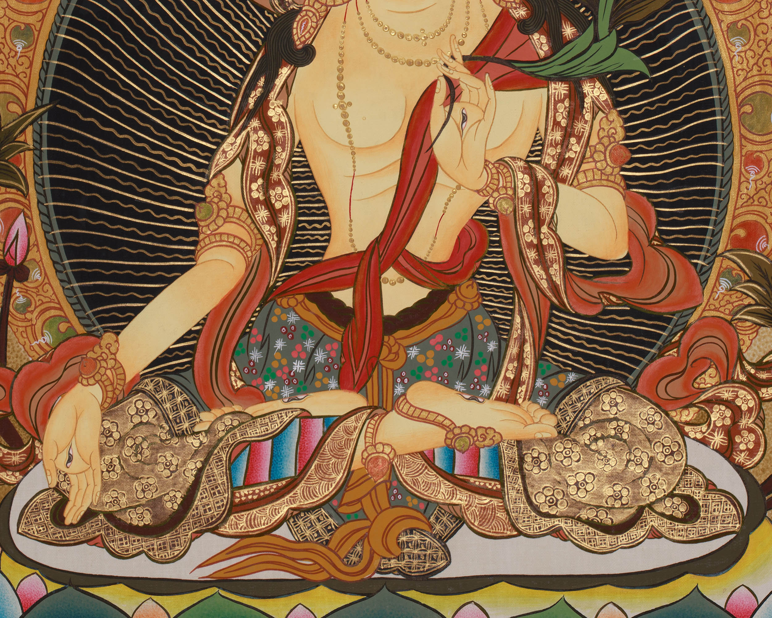 Buddhist Goddess Tara White Thangka | Divine Feminine