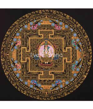 Small Original Hand painted Chengrezig Mandala | Bodhisattva of Compassion
