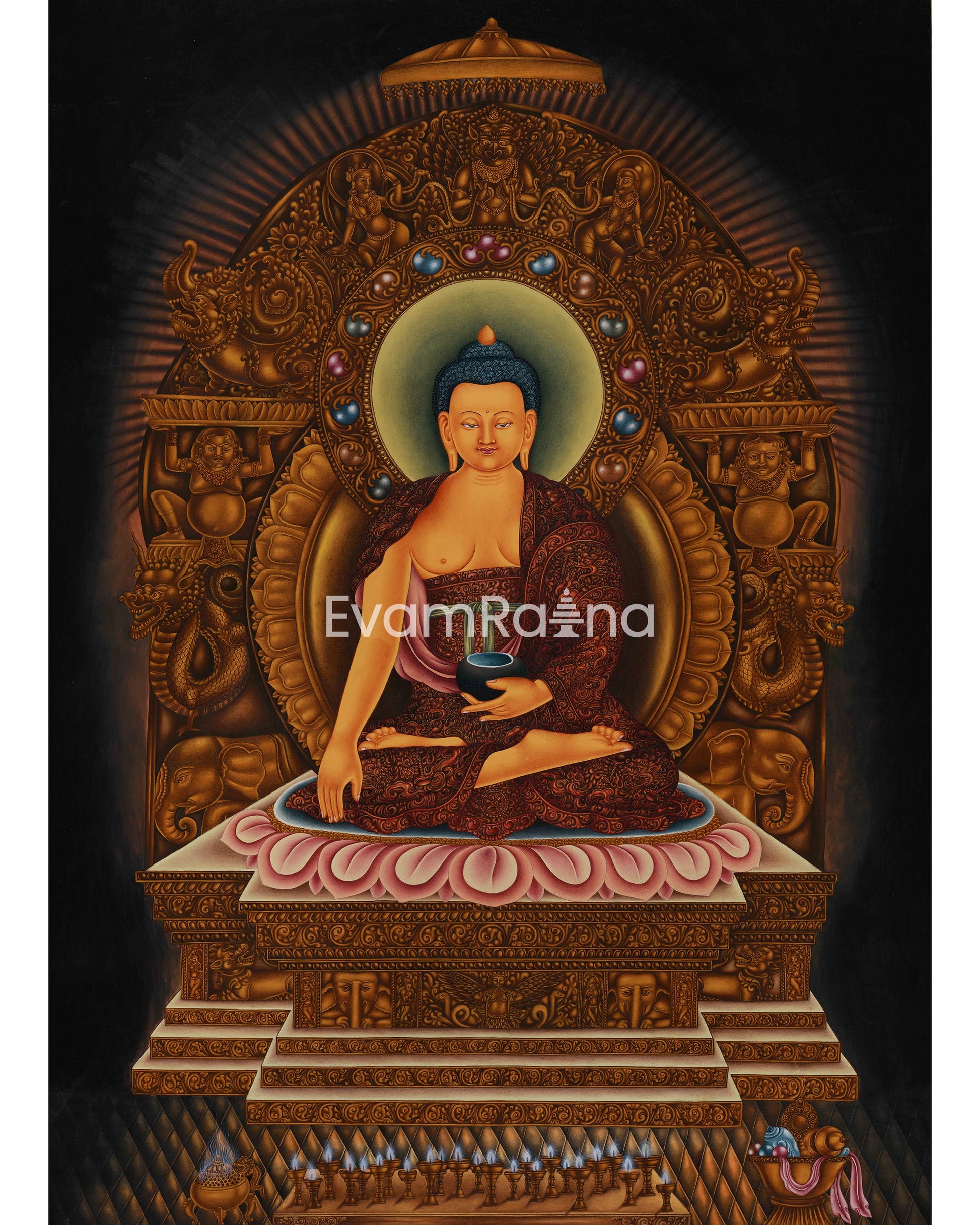 Siddhartha Gautama on Majestic Throne