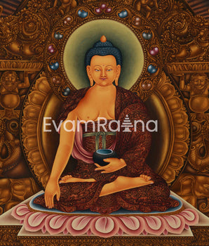 Siddhartha Gautama on Majestic Throne | High-Quality Giclee Canvas Print