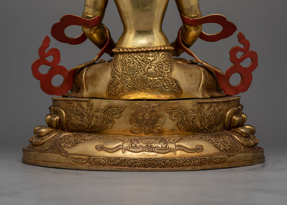 Gold-Gilded Amitayus Figure | Symbol of Infinite Life and Compassion
