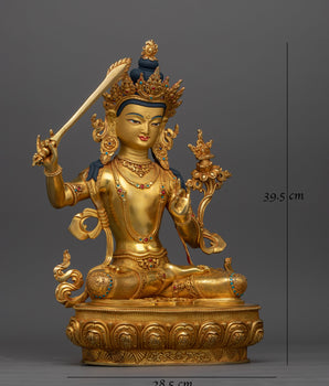 An Insightful Deity Manjusri Statue | Embodiment of Wisdom and Enlightenment