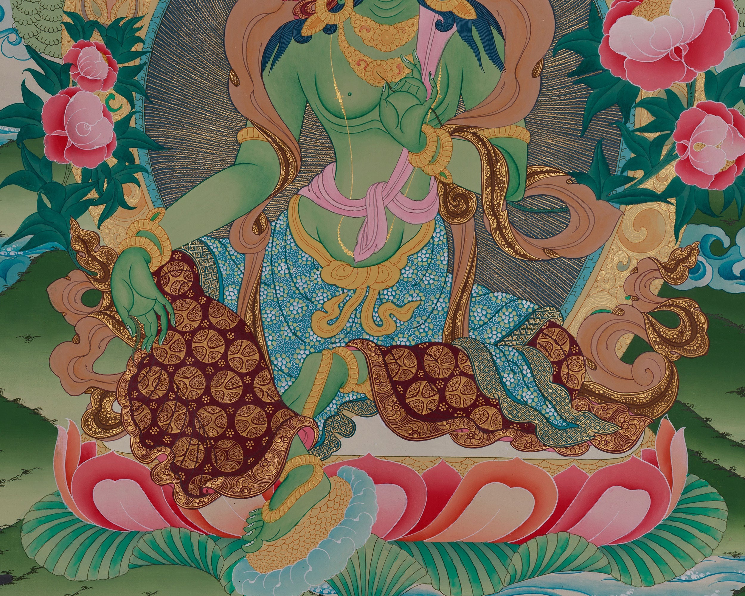 Himalayan Green Tara Art | Divine Compassion | Meditation Altar