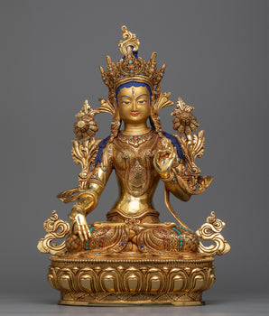 white-tara-golden sculpture