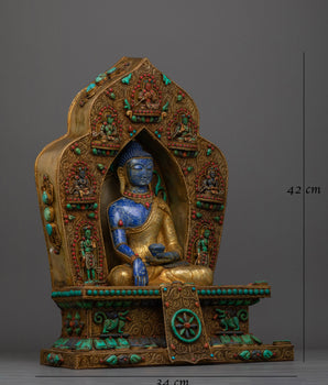 Shakyamuni Buddha Lapis Body Statue | A Resonance of Deep Tranquility