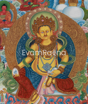 Deity of Wealth, Yellow Dzambhala | Guardian of Prosperity on Cotton Canvas