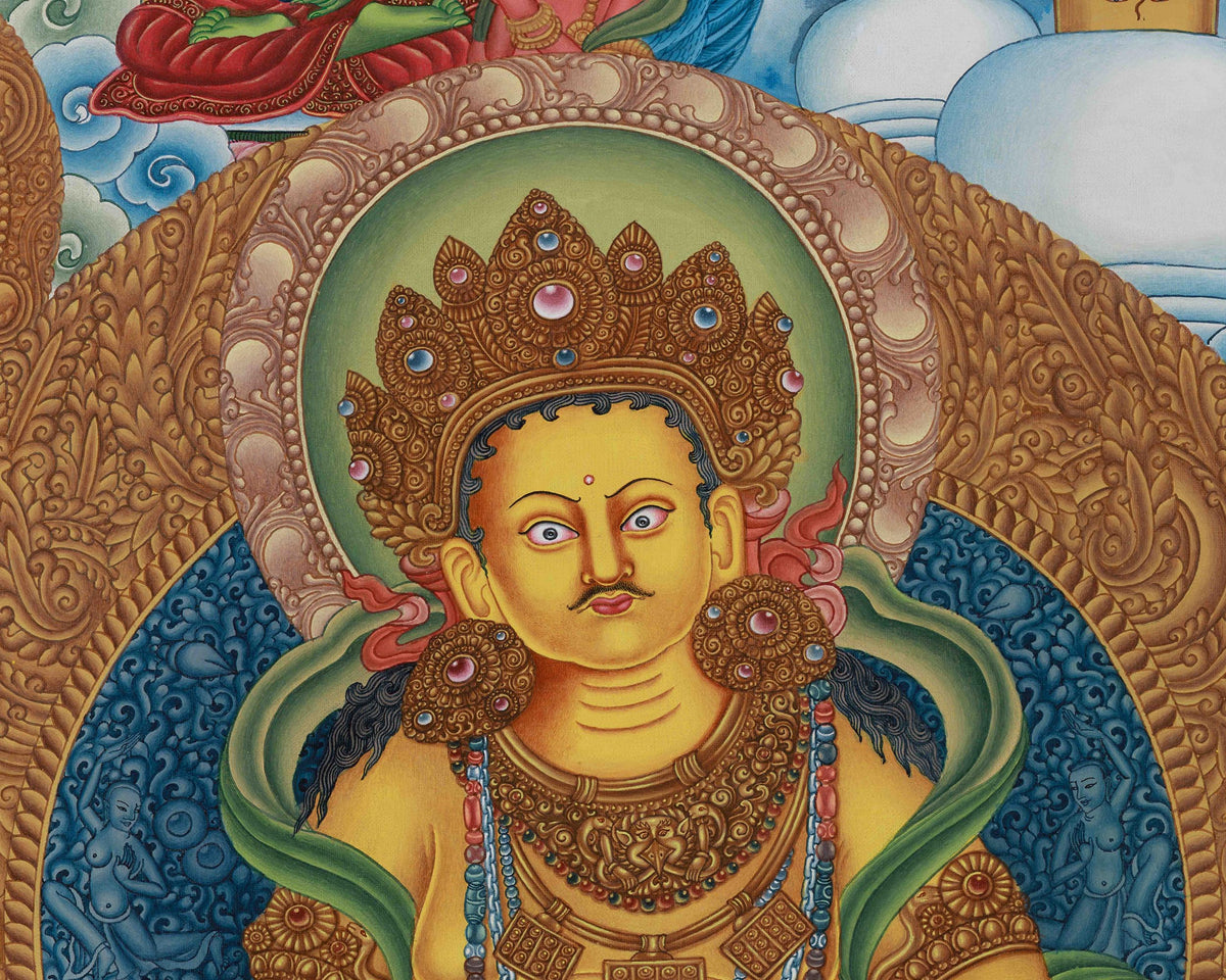 Deity of Wealth, Yellow Dzambhala | Guardian of Prosperity on Cotton Canvas