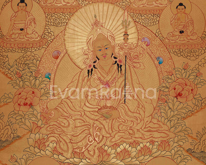 Full Gold Guru Rinpoche Thangka Painting | Hand-Painted Tibetan Buddhist Arts