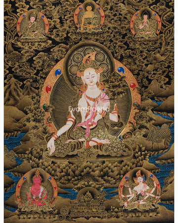 Golden Hued White Tara Canvas Print 