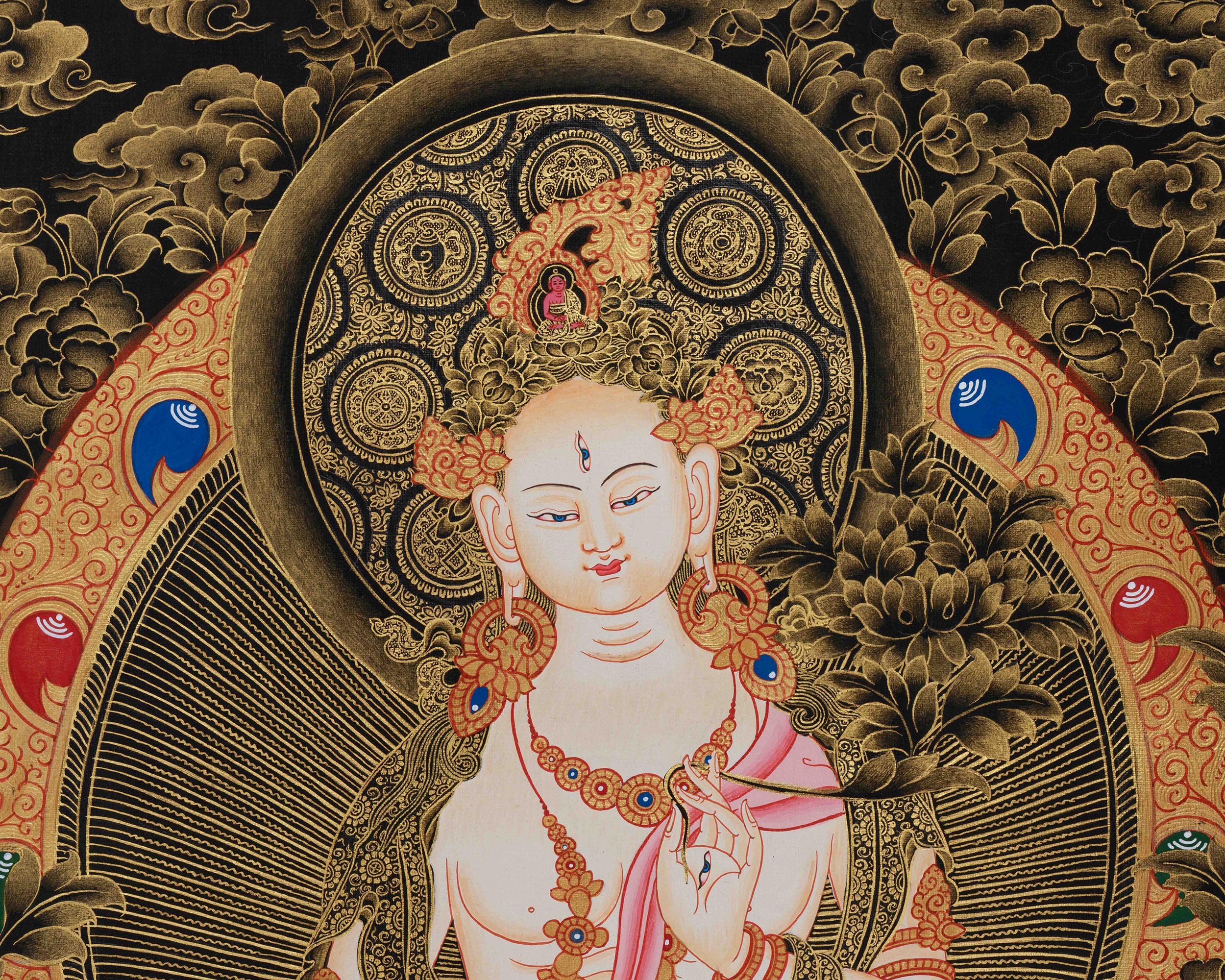 Golden Hued White Tara Canvas Print | High-Quality Giclee Print of Healing Deities