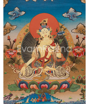 Buddhist Goddess Tara White Thangka