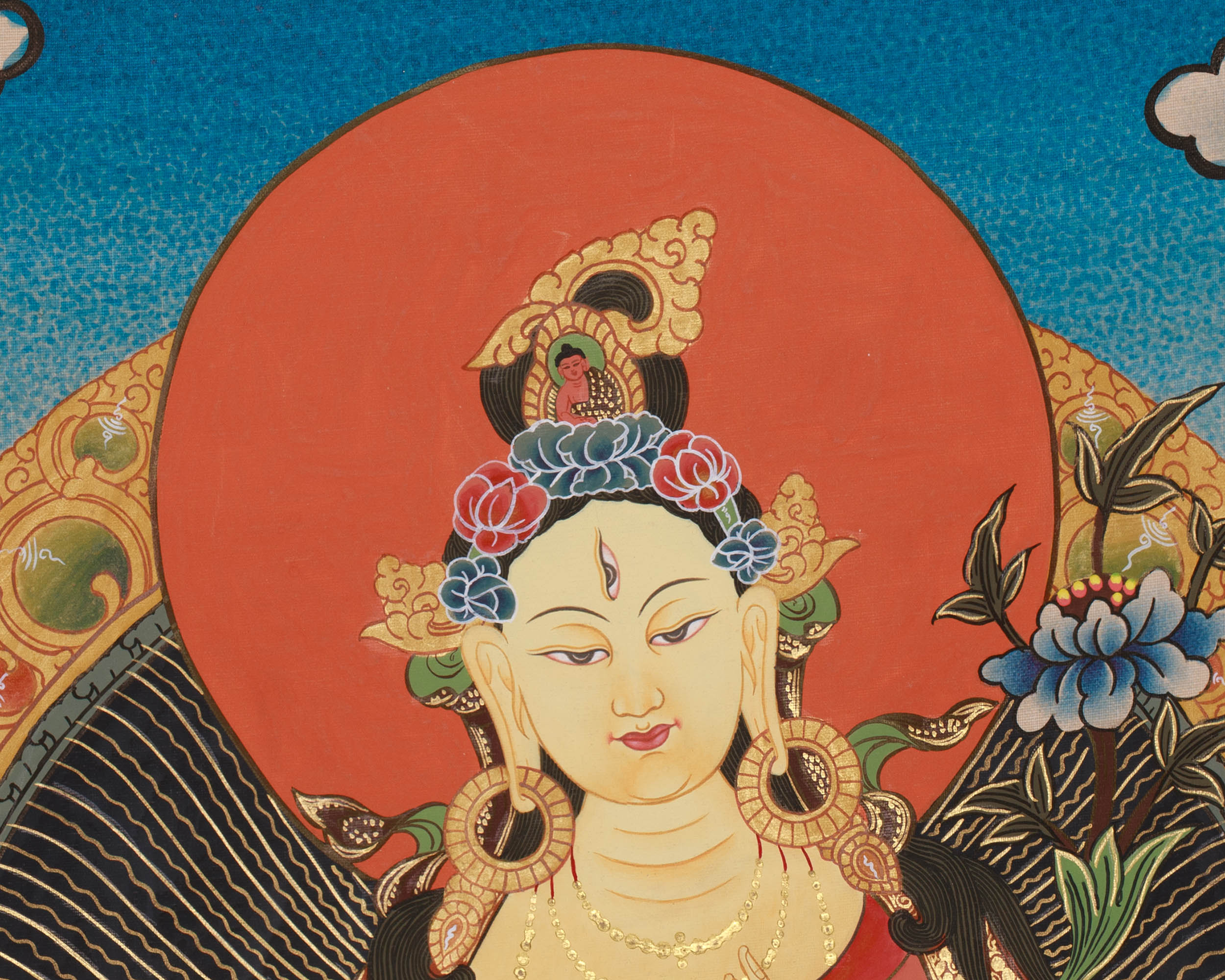 Buddhist Goddess Tara White Thangka | Divine Feminine