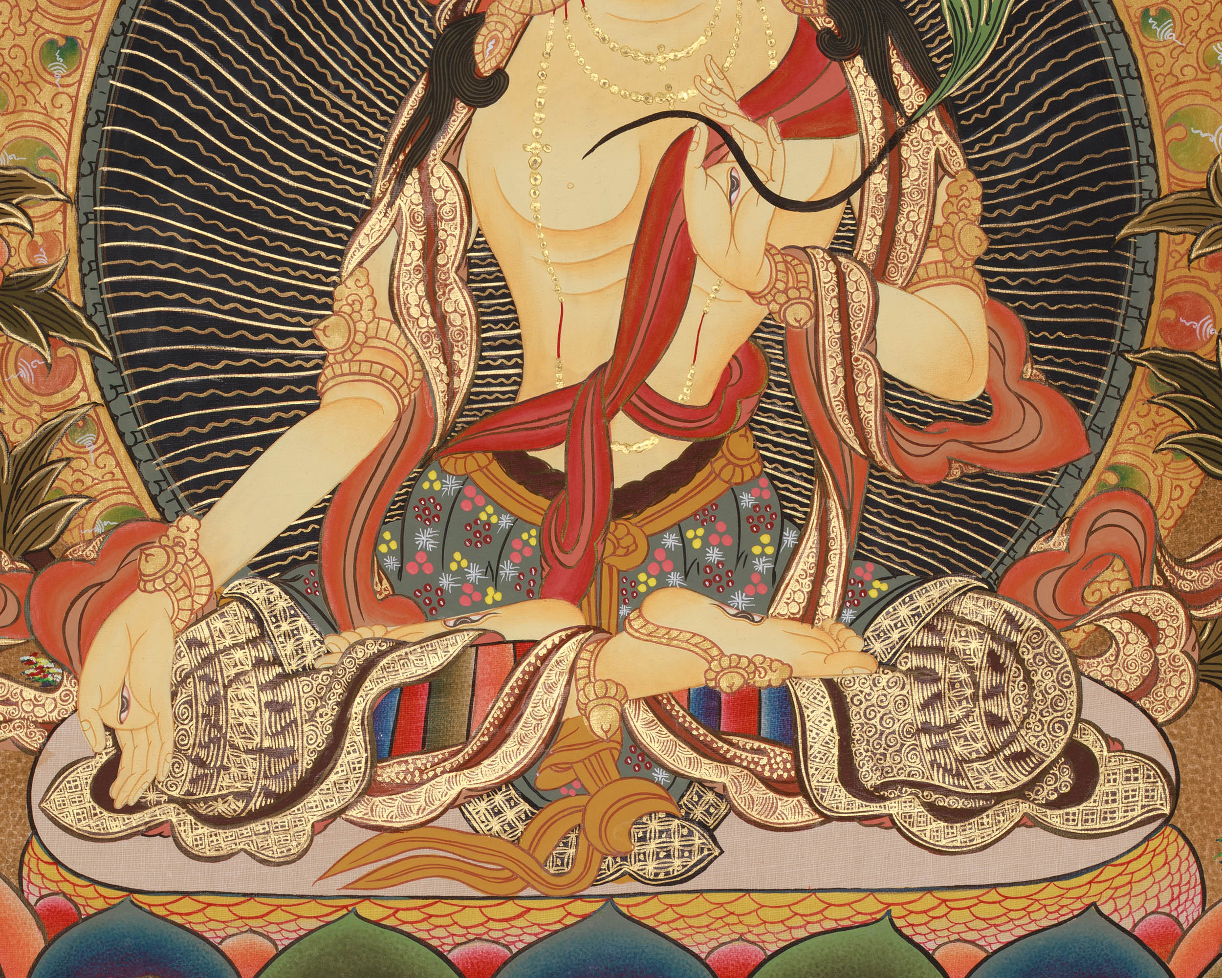 Buddhist Goddess Tara White Thangka | Divine Feminine