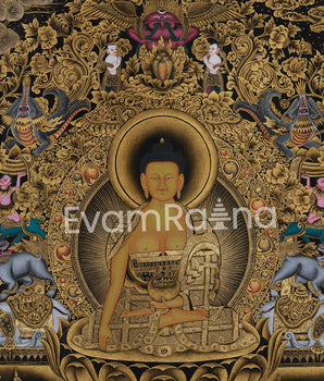 Founder of Buddhism, Siddhartha Gautama | Gold on Black Canvas | Giclée Print of the Buddha