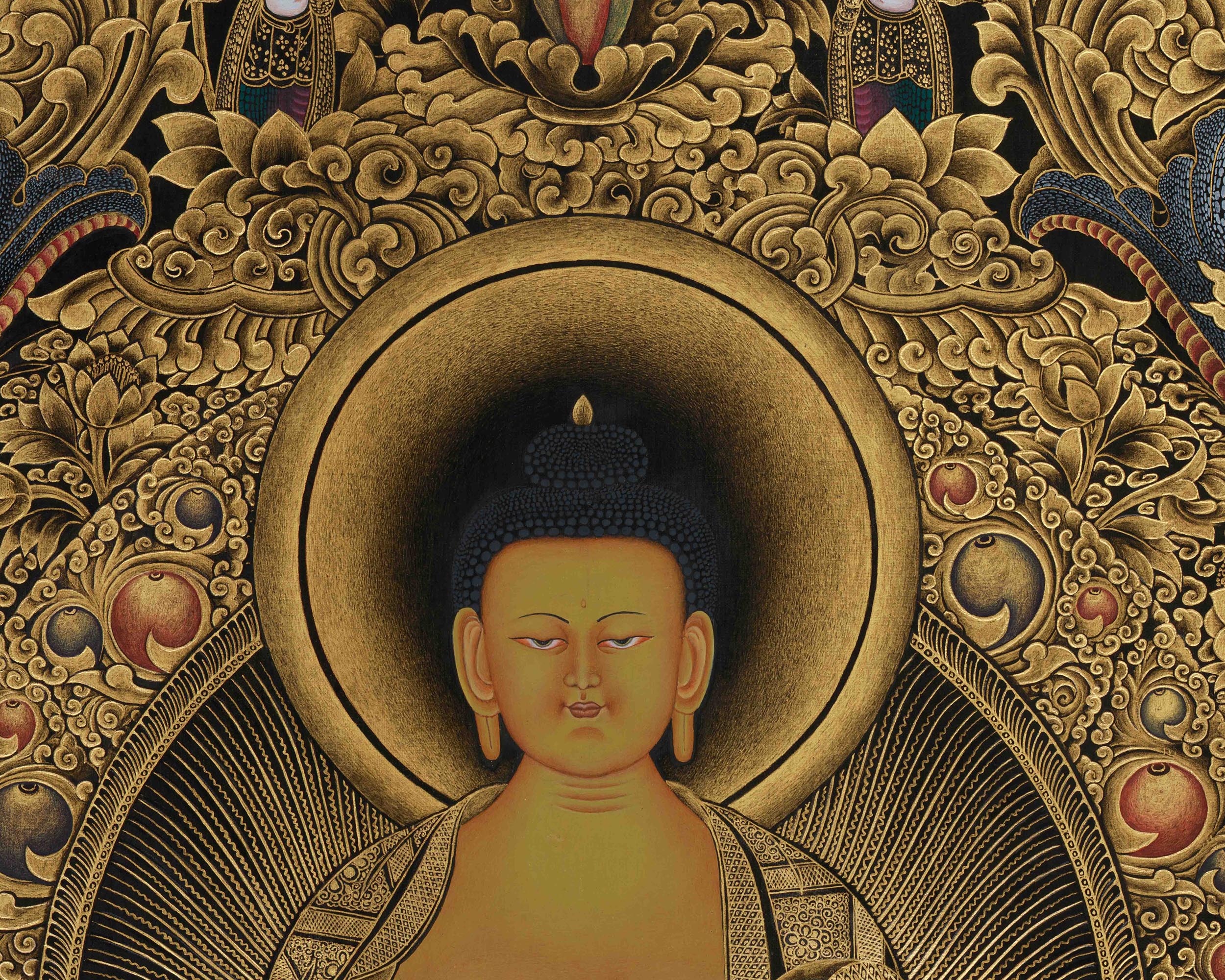 Founder of Buddhism, Siddhartha Gautama | Gold on Black Canvas | Giclée Print of the Buddha