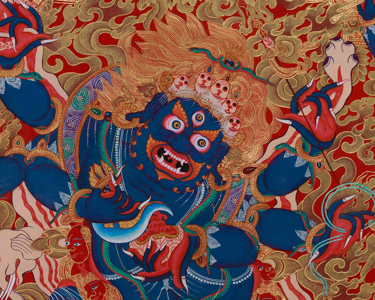 Fierce Six Armed Mahakala Print | Wrathful Protector Deity of Vajrayana Buddhism