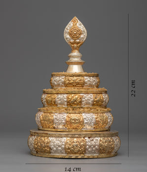 Mandala Offering Set with Silver and 24k Gold Plating | Elevate Your Spiritual Practice with Luxurious Elegance