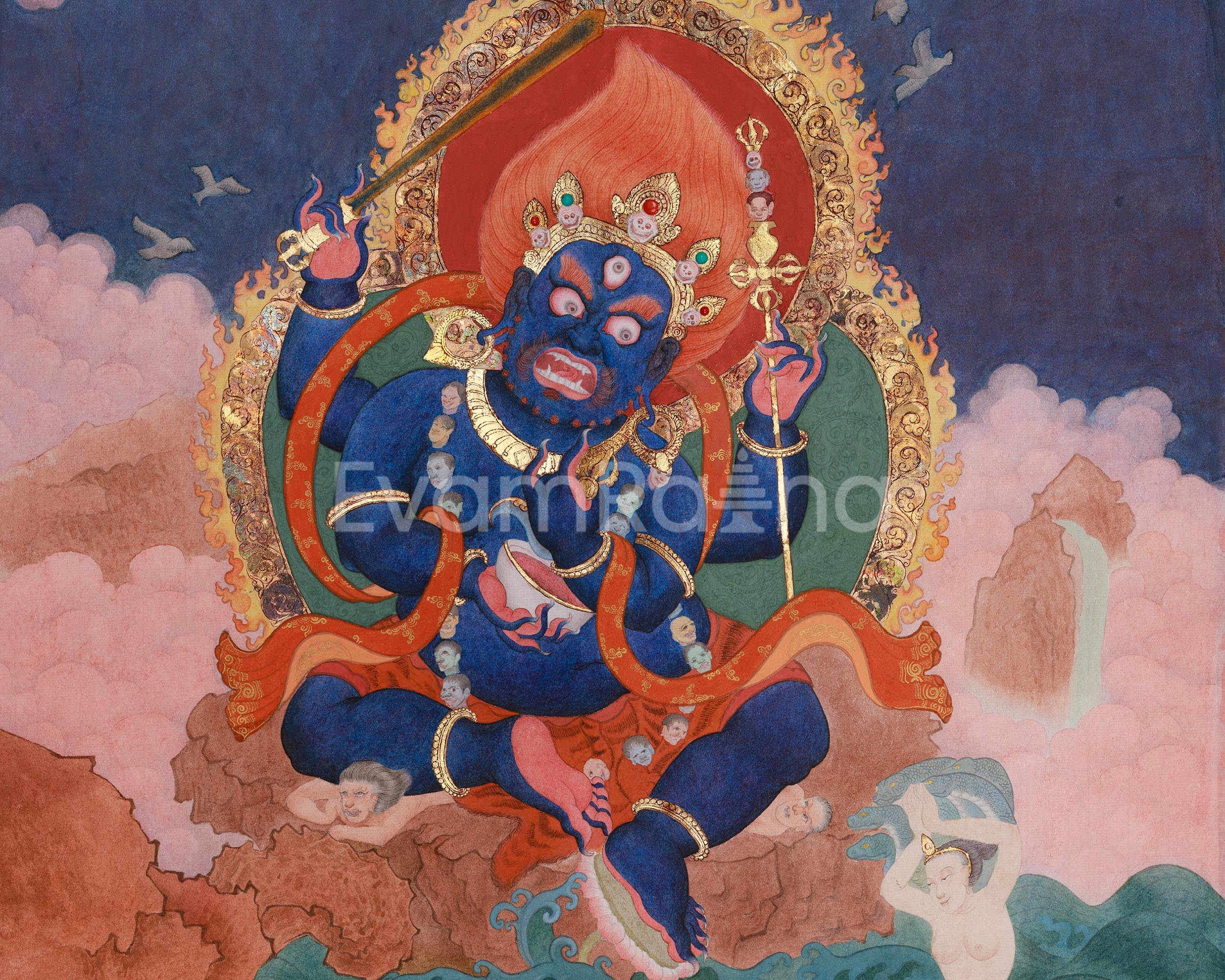 Chaturbhuja Mahakala Canvas Print | Wrathful Protector Deity