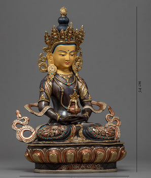 Buddha Amitayus Gold Sculpture | Traditionally Crafted Buddhist Art