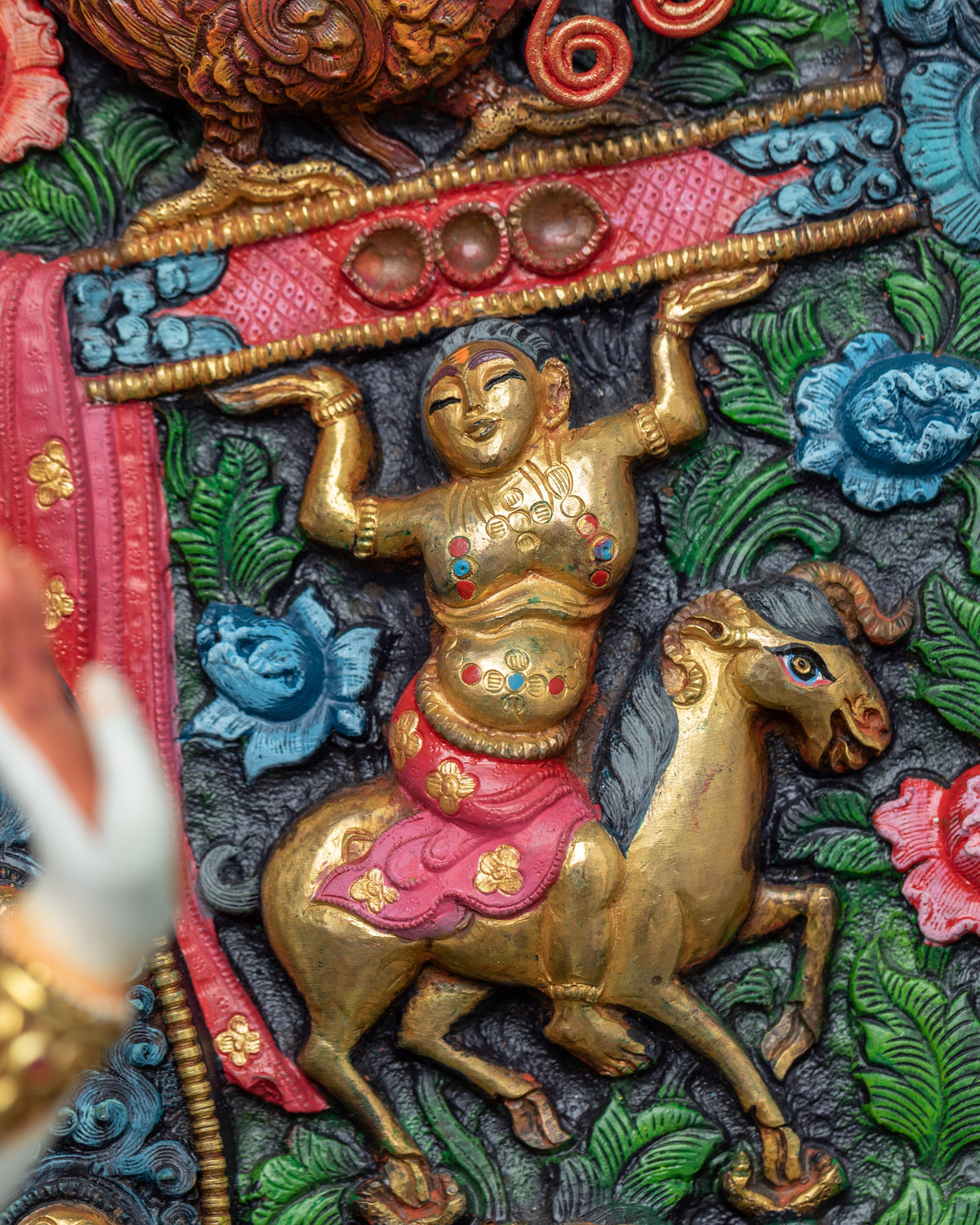 Acrylic Painted Statue For Namgyalma Long Mantra Practice | Tibetan Art Plated with Gold