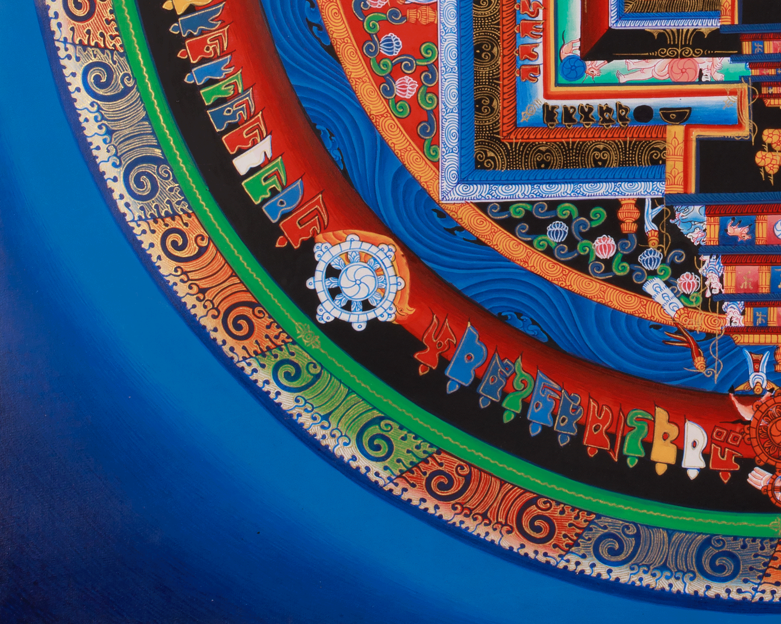 Hand-Painted Kalachakra Mandala Art | Sacred Geometry | Meditation Altar