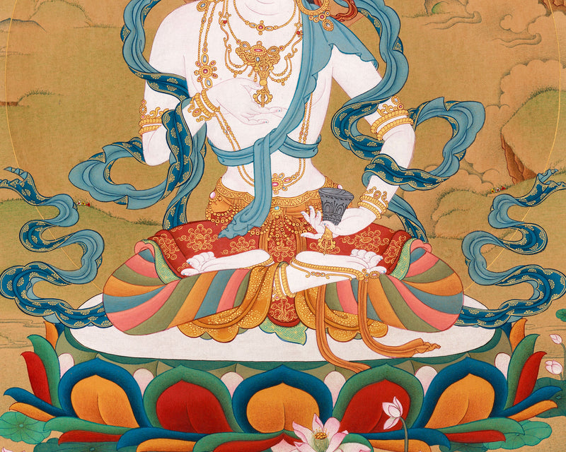 Exclusive Vajrasattva Thangka | Divine Purification Art | Tibetan Lhasa Stone Accents