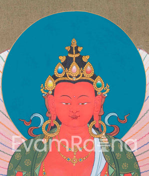 Amitayus Thangka with White Tara And Namgyalma | Buddha of Infinite Life