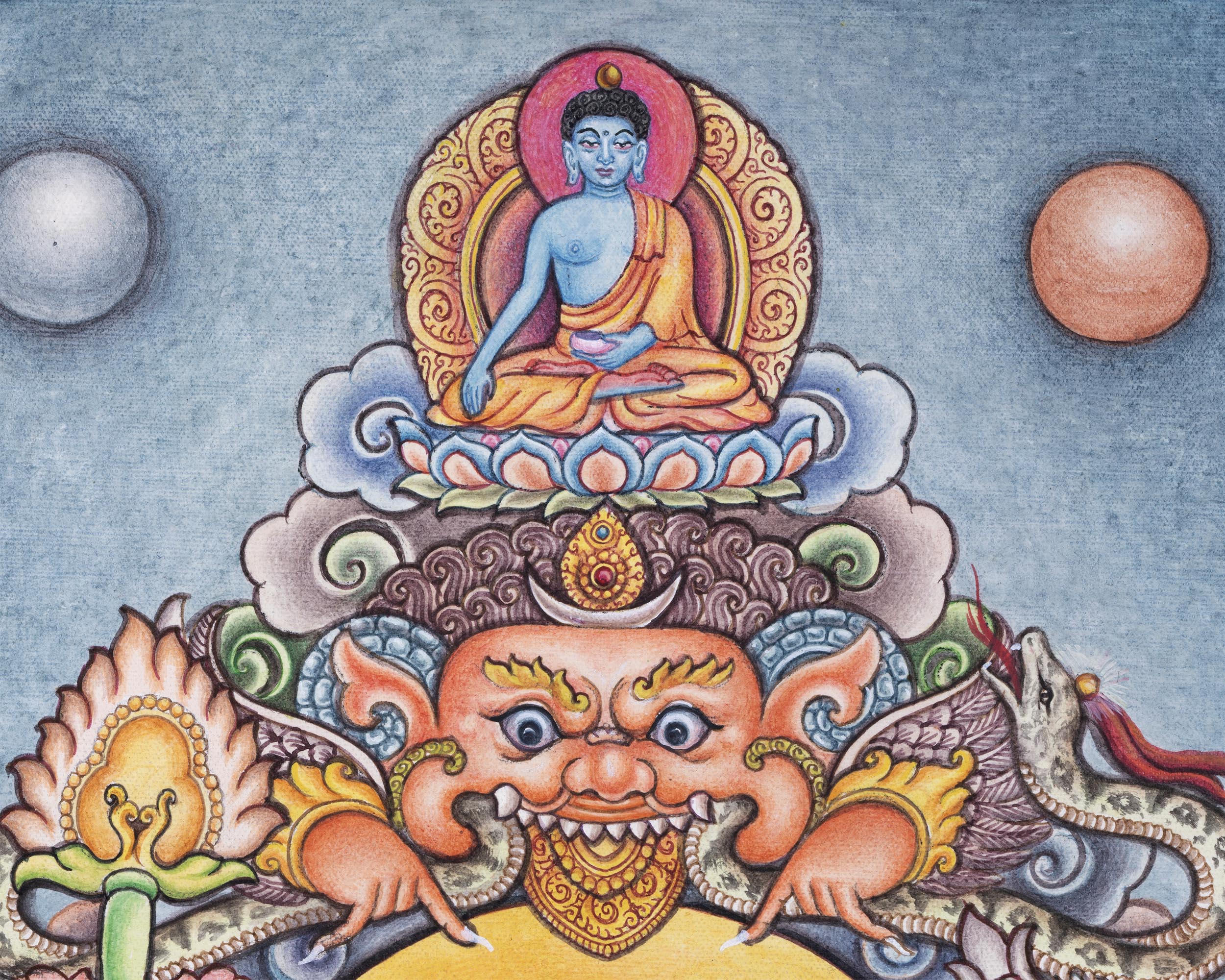 Captivating Newari Pauba Print Of Mother Green Tara Buddha | High Quality Canvas Art Print Of Tara