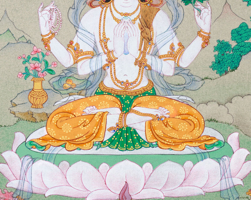 Small Avalokiteshvara Thangka Art