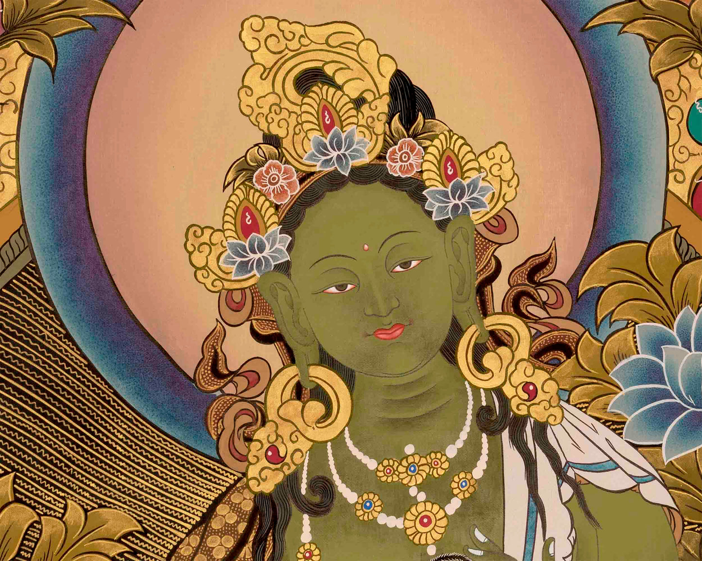 Green Tara Tibetan Thangka Painting | Wall Hanging Decor