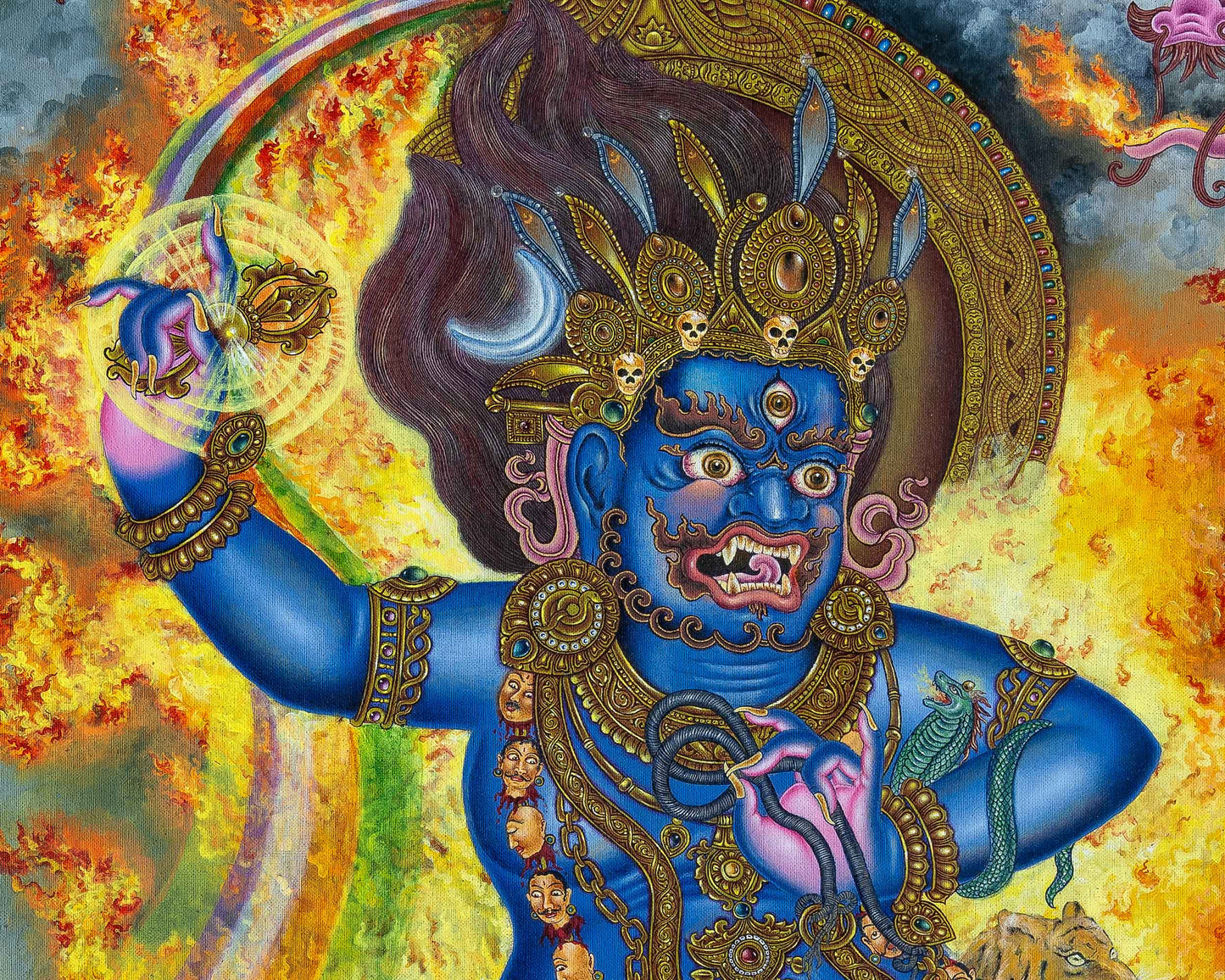 Tibetan Buddhism Vajrapani Thangka Print | Spiritual Room Decor