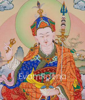 Traditional Guru Rinpoche Empowerment Thangka Print | Master Padmasambhava Canvas Print For Living Room Decor