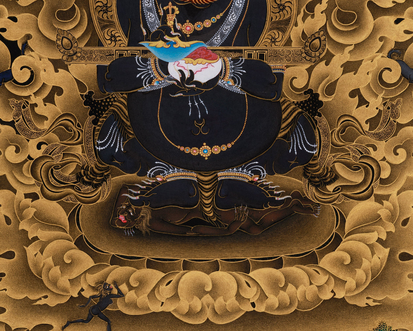 Extra-ordinary Sakya Mahakala Thangka in Gold