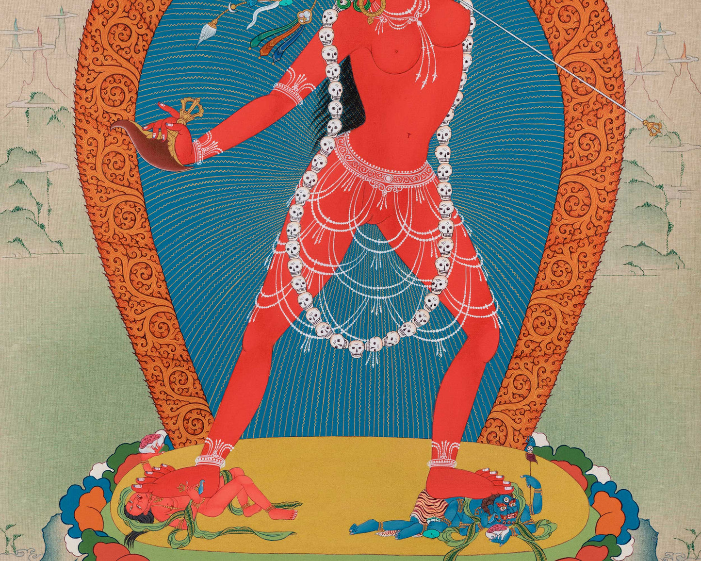 Vajrayogini's Illuminated Path: Hand-Painted Thangka for Spiritual Awakening