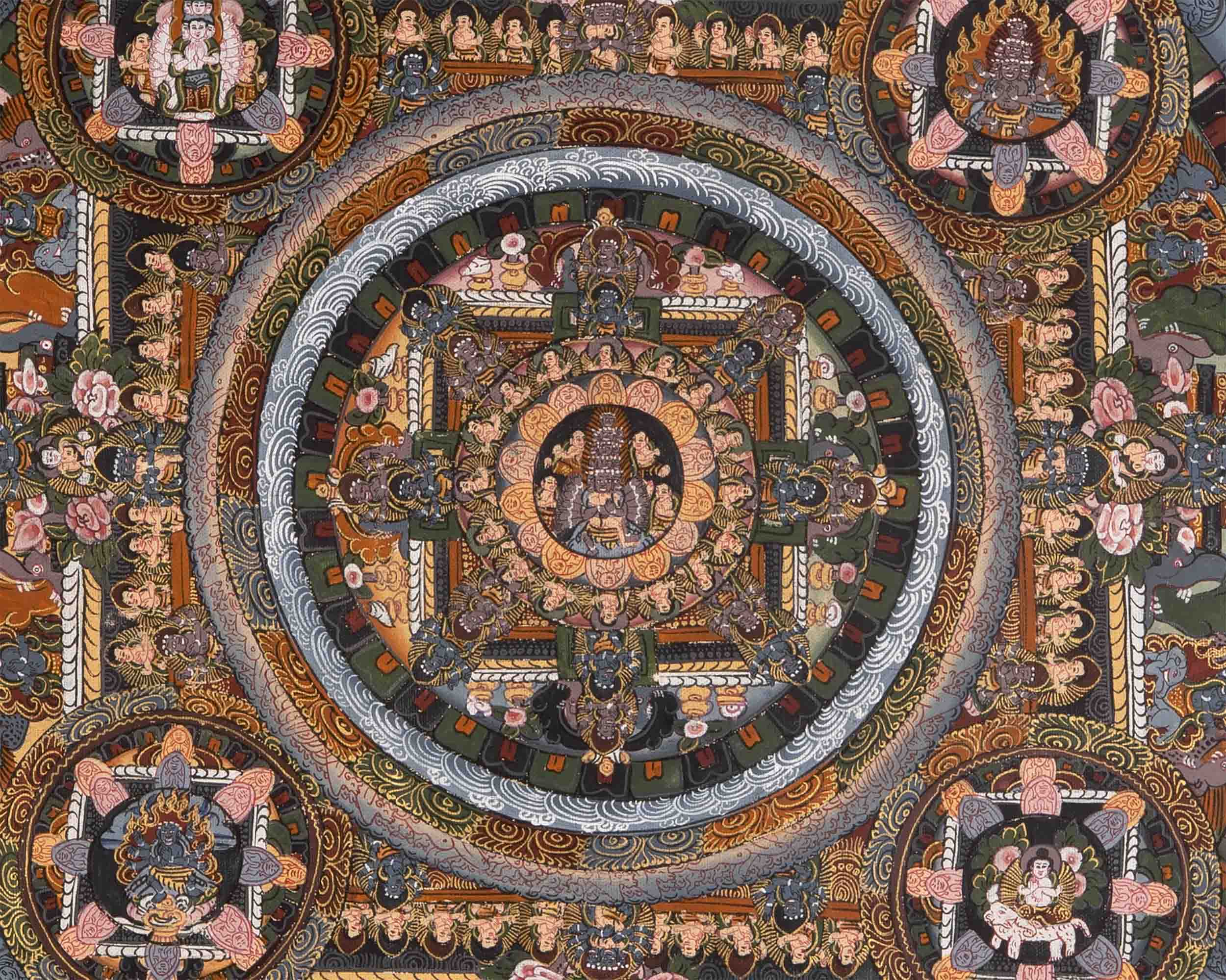 Heruka Mandala With Brocade | Wall Hanging Canvas Art