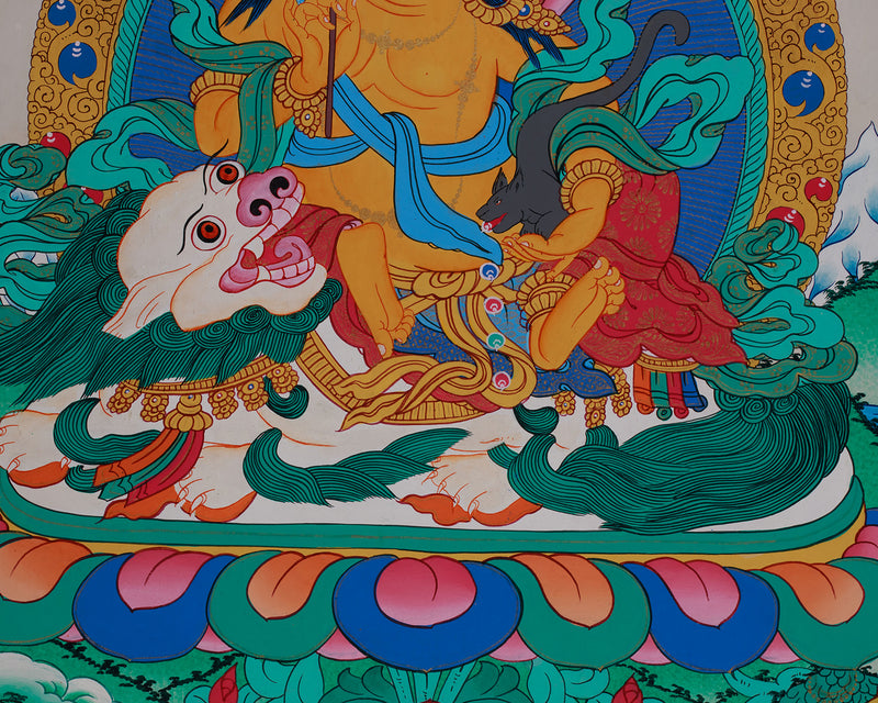 Wealth Deity Dzambhala And Namtose Thangka | Lord Kubera | Hand-Painted Tibetan Arts