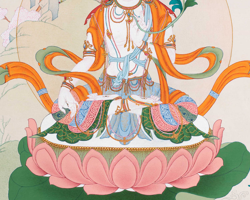 Divine Goddess White Tara Thangka