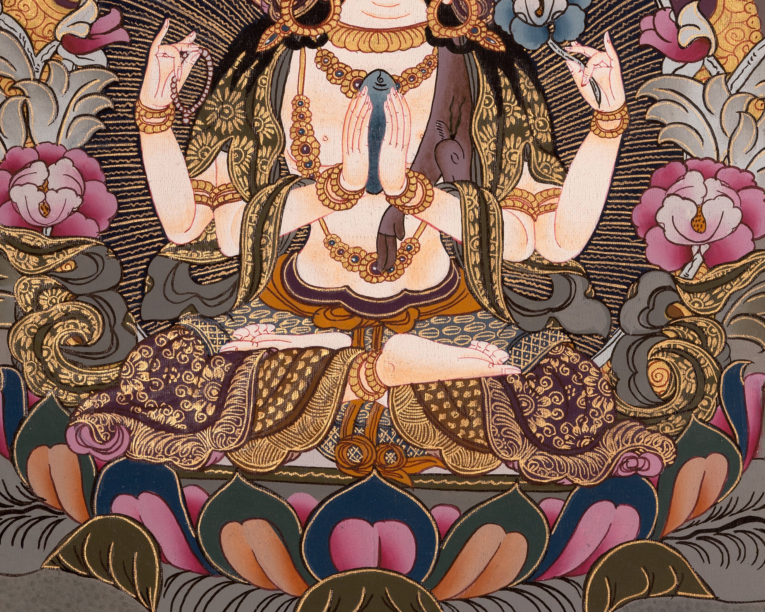 Chenrezig Bodhisattva Thangka | Shrine Room Decor