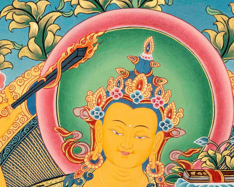 Hand Painted Manjushree Bodhisattva Thangka | Traditional Buddhist Art