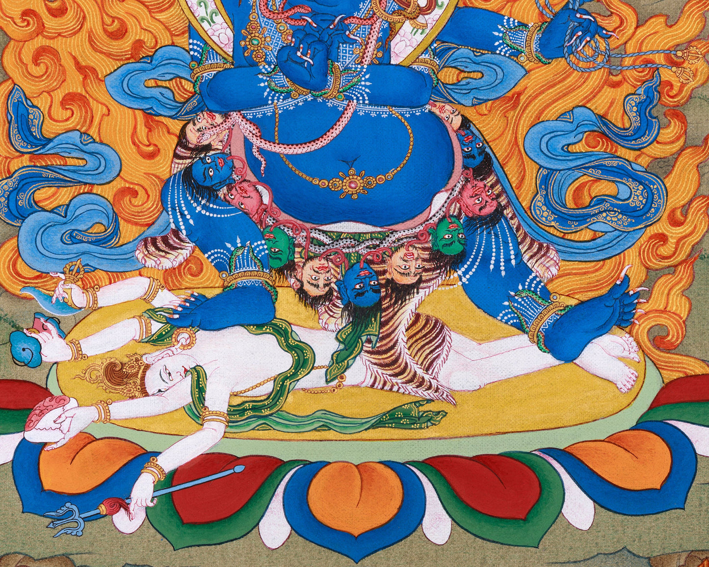 Bhutadamara Bodhisattva Thangka | Tibetan Artwork in Natural Stone Hues