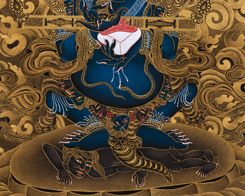 Sakya Mahakala with Retinue, Gold Thangka