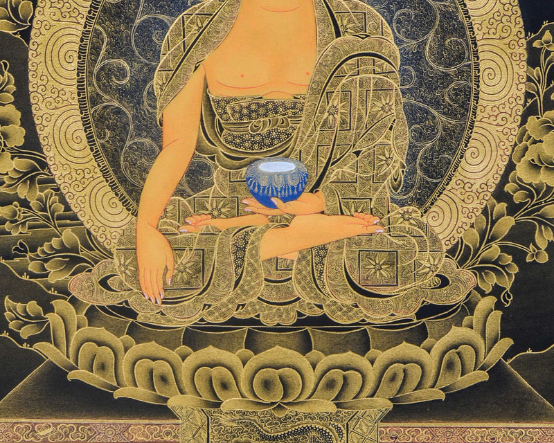 Assembly of 8  Buddha in Gold Thangka