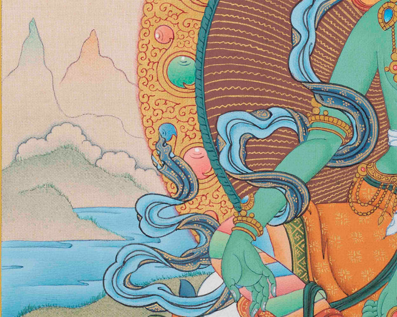 Goddess Green Tara Thangka | Artwork for Spiritual Connection | Wall Decors