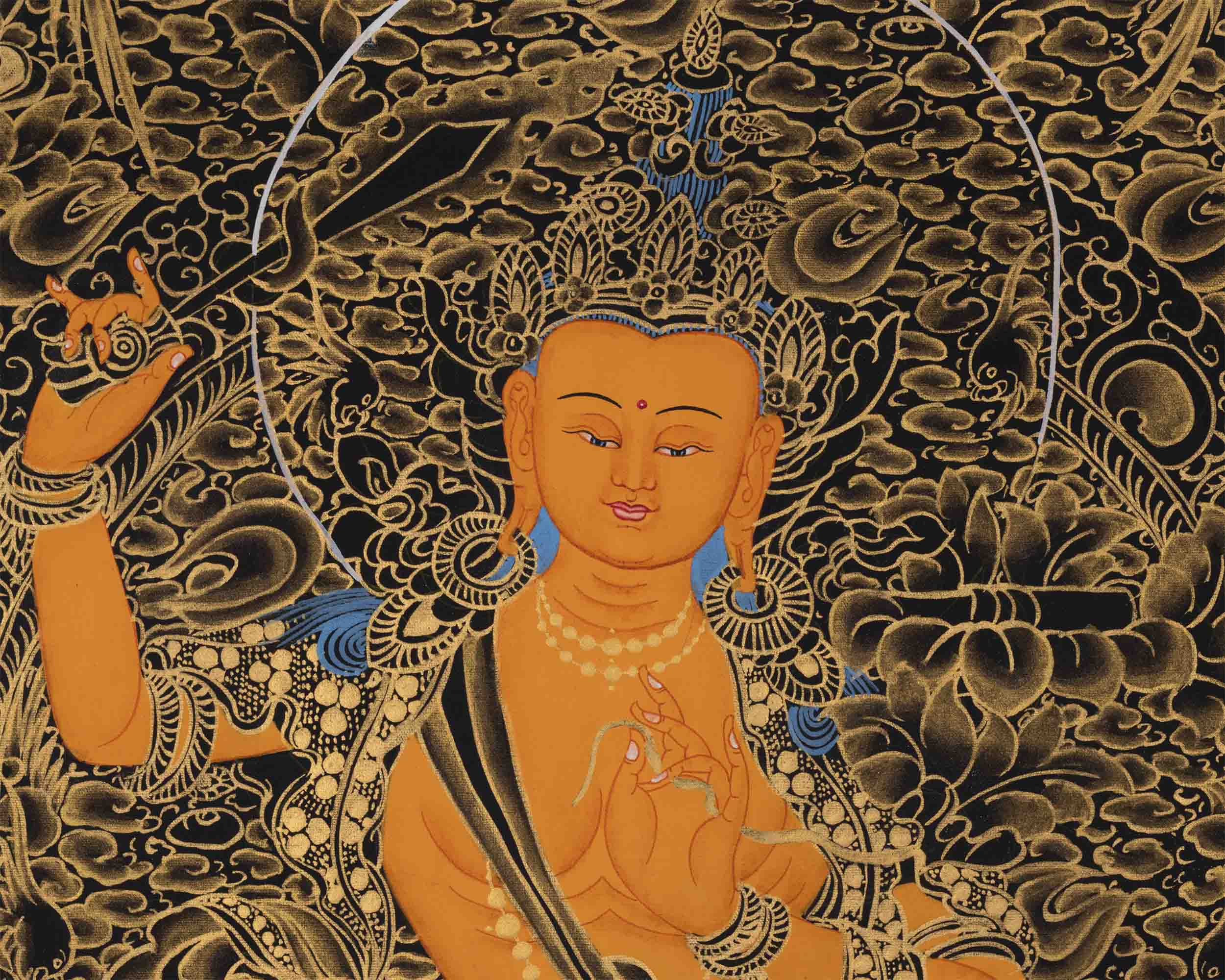 Arya Boddhisattva Manjushri Thangka | Wall Decor